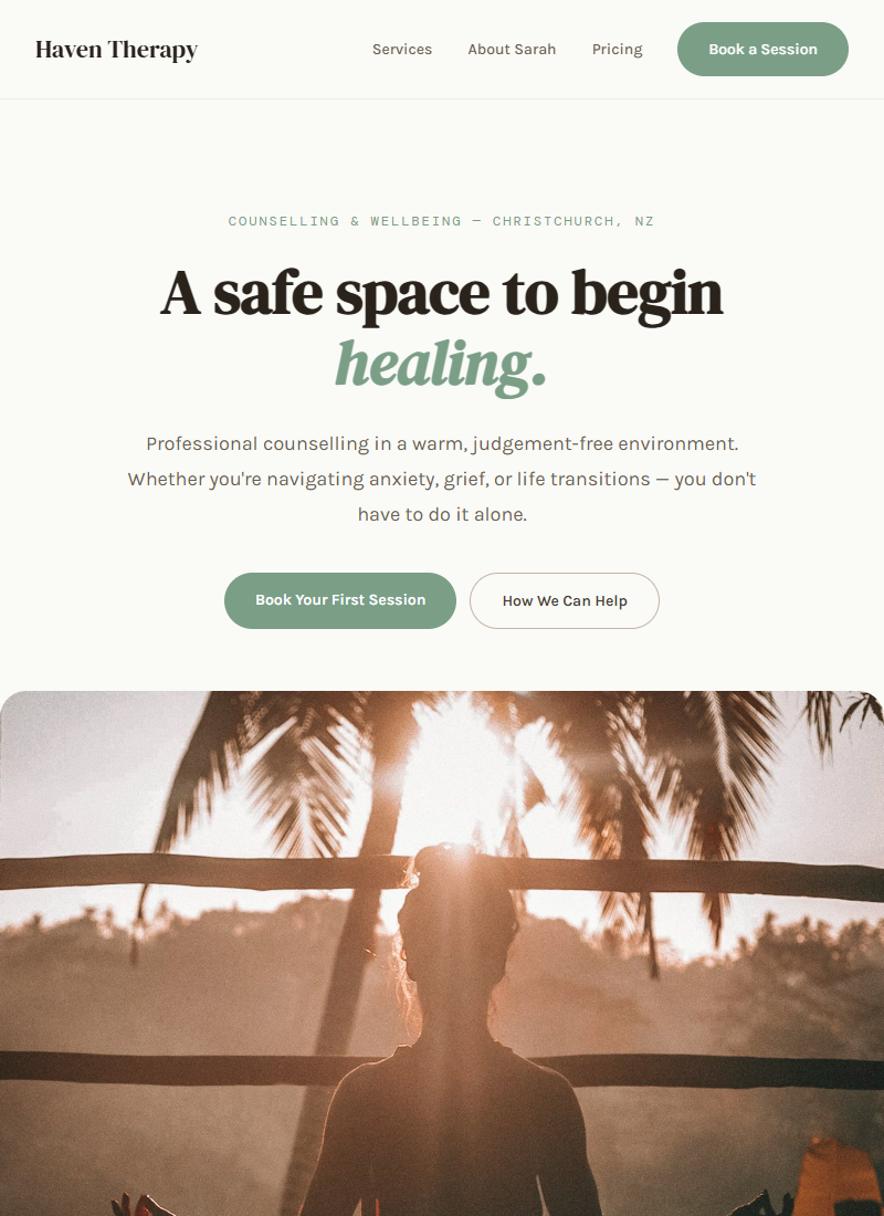 Haven Therapy — calm, warm counselling practice website